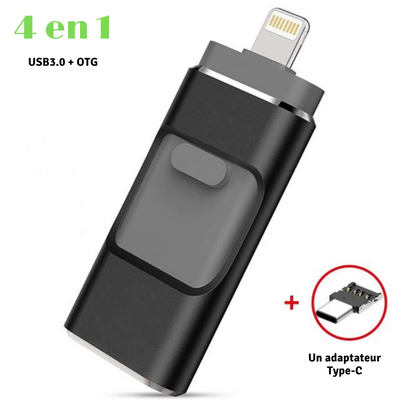 Clé Zénith™️ USB 4-en-1 pour Smartphone (iPhone / iPad / Smartphone Android / Tablette)