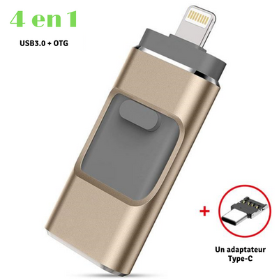 Clé Zénith™️ USB 4-en-1 pour Smartphone (iPhone / iPad / Smartphone Android / Tablette)